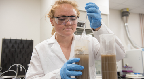student in lab