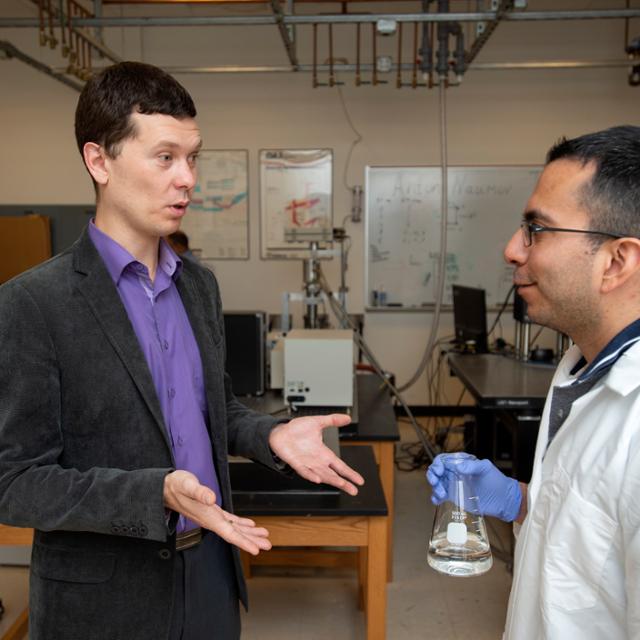 professor and student in a lab